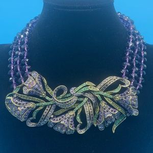 Heidi Daus amethyst bead and Swarovski crystal station necklace.